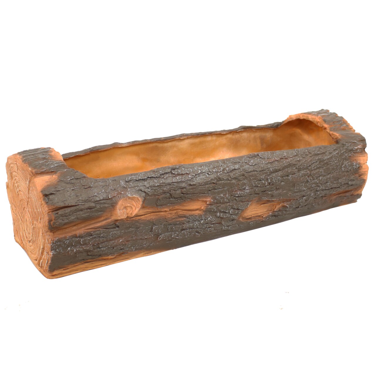 Sunnydaze 35 In Polyresin Rustic Outdoor Raised Log Flower Pot Planter